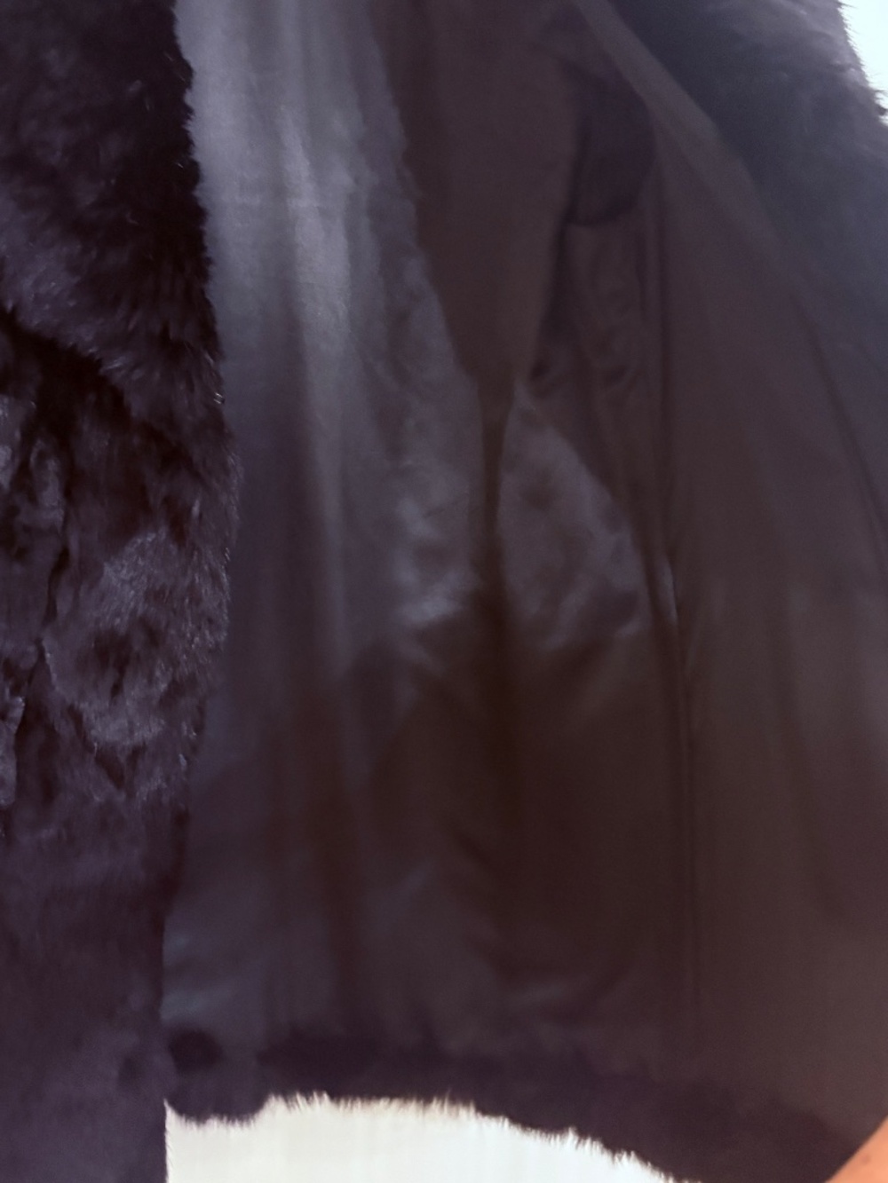 VINTAGE 1980s DINO RICCO Genuine Rabbit Fur Coat, Black Size S - Picture 7 of 17